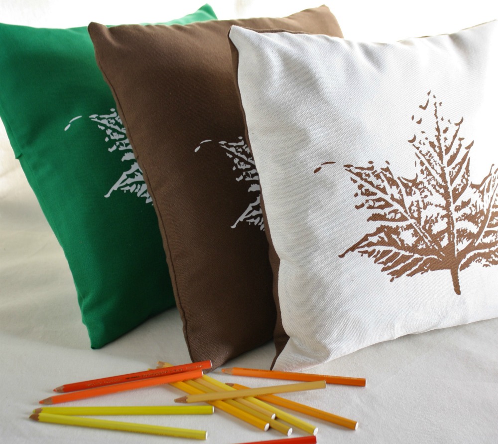Cushion Covers Autumn Leaves Design Screen Printed on Luulla