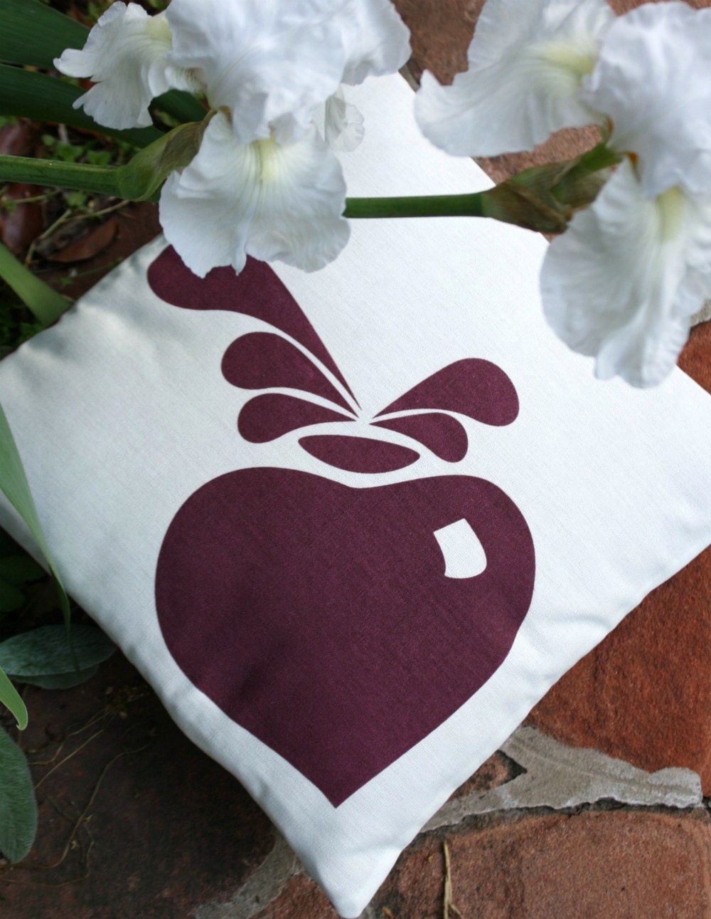 Cushion Cover Natural Aubergine Decorative Modern Accent Pillow