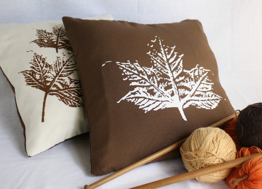Cushion Covers Autumn Leaves Design Screen Printed on Luulla